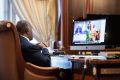 Ali Bongo a pris part, le 29 avril 2020, par visioconférence à la réunion des chefs d’Etat de l’UA. © Facebook