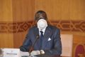 Lambert-Noël Matha, le ministre d’Etat à l’Intérieur, devant les sénateurs, le 10 mai 2020. © Sénat-Gabon