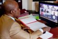 Le président de l’Assemblée nationale, Faustin Boukoubi, participant, par visioconférence, à la conférence du Bureau de Assemblée parlementaire de la Francophonie, le 6 juillet 2020. © Assemblée nationale