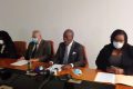 Les représentants des groupes politiques siégeant au Conseil municipal de Libreville lors de leur déclaration, le 10 septembre 2020, à Libreville. © D.R.