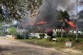 La destruction par le feu du Golf Club de Libreville, le 16 octobre 2020. © Capture d’écran de vidéos amateur