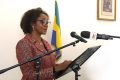 Liliane Massala prononçant ses Premiers mots officiels à l’ambassade du Gabon en France. ©
D.R.
