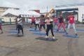 La PCA et les femmes de la SGEPP lors du fitness rose. © Gabonreview