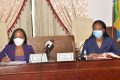 Erlyne Antonela Ndembet-Damas et Prisca Koho-Nlend devant la Commission des finances, du Budget et de la Comptabilité publique de l’Assemblée nationale. © Ministère de la Justice