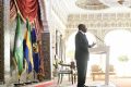 Ali Bongo s’adressant au Corps diplomatique, le 6 janvier à Libreville. © D.R.