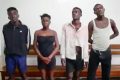 Quatre des membres du «Gang des 20» après leur arrestation à Port-Gentil. © Facebook