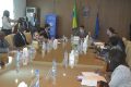 Les officiels lors du lancement du programme «Tirer parti de la finance numérique pour accroitre la résilience des pays d'Afrique, des caraïbes et du pacifique», le 30 juin 2021, à Libreville. © Gabonreview