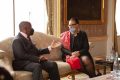 Ali Bongo et Patricia Scotland lors de leur rencontre. © D.R.