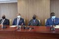 Les membres du gouvernement lors de leur déclaration. © Capture d’écran/Gabonreview