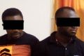 Les deux présumés trafiquants après leur arrestation, le 19 novembre 2021 à Port-Gentil. © Conservation Justice