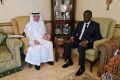 Le président de la BID et président du groupe, le Dr. Muhammad Al Jasser et l'ambassadeur de la République du Gabon auprès du Royaume d'Arabie Saoudite, Guy Ibrahim Membourou, échangeant le 27 février 2022 à Riyad. © D.R.