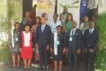 Le ministre de la Santé, Guy Patrick Obiang Ndong et sa déléguée, Justine Lembimbi-Mihindou (en rouge), avec les officiels, le 6 mai 2022. © Gabonreview
