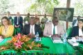 Les officiels, lors de l'ouverture de l'atelier, le 23 mai 2022, à Akanda (de gauche à droite : Rosario Bento Pais, Général Edou, Christian Tchimambela, Alejandra Euceda). © Gabonreview