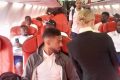 Vue d'une partie de l'équipe gabonaise dans l'avion © Fegafoot