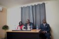 Thierry Michel Mbadinga entouré de ses collaborateurs le 4 juin. © Gabonreview