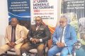 De gauche à droite, Arcad Edmond Lepeyi, Christian Mbina et Alvaro Mouanga lors de leur conférence de presse, le 25 septembre 2022 à Libreville. © Gabonreview