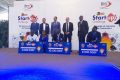 Les trois lauréats du Start Up Challenge de Moov Africa Gabon Telecom 2022 en
compagnie des officiels, le 27 octobre à Libreville. © Gabonreview
