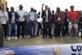 Franck Nguema et ses sympathisants lors du meeting d’Oyem, le 27 novembre 2022. © D.R.