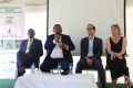 Les membres du premier panel réuni autour du ministre délégué Eaux et Forêts, Michel Stéphane Bonda, aux premières Rencontres de la Biodiversité au Gabon. © Comilog