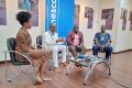 Le metteur en scène Michel Ndaot (extrême droite) et les représentants de l'IFG, de l'Unesco et de la Fédération «Samba», le 7 décembre 2022. © Gabonreview