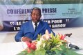 Abel Mbombe Nzondou, le président du Mouvement alternance en marche (MAM) face à la presse le 9 févier 2023. © Gabonreview