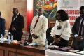 Le Bureau du Synamag lors de l’Assemblée générale des magistrats, le 21 mars 2023, à Libreville. © D.R.
