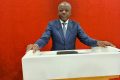 Jo Dioumy Moubassango au cours de sa déclaration, le 27 avril 2023 à Libreville. © Gabonreview