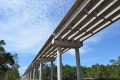 Premier pas dans le raccordement de Port Gentil avec l’intérieur du pays, le pont Ozouri lors de sa construction.  © gauff.net