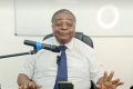 Petit-Lambert Ovono, candidat aux législatives prochaines face à la presse, le 5 mai 2023. © Gabonreview