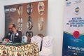 Le Pr Guy Rossatanga-Rignault livrant sa leçon inaugurale à l’ouverture du 2è Festival International du Livre gabonais et des Arts, le 24 mai 2023, au Musée national des arts et traditions du Gabon à Libreville. © Gabonreview