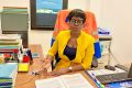 Ginette Lalet, directrice commerciale de Setrag, face à la presse, le 8 juin 2023 à Owendo. © Gabonreview