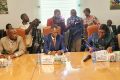 Les membres du gouvernement au cours de la signature du protocole d’accord, le 6 juillet 2023 à Libreville. © Gabonreview