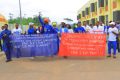 Des stagiaires, lors du lancement de leur mouvement d'humeur, le 19 juillet 2023 à Nkok. © D.R.