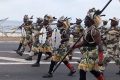 Le passage du contingent de Pygmées, le 17 août 2023, à Libreville. © D.R.