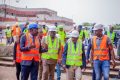 Vincent de Paul Massassa et Toussaint Nkouma Emane en inspection sur le chantier de la réhabilitation de l’USTM. © D.R.
