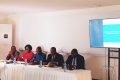 Les officiels dont le point focal Styve Abessolo (micro) lors de la présentation du document. © Gabonreview
