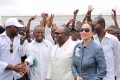 Le président Ali Bongo et son épouse Sylvia, en février 2016, à Port Gentil. © Steve Jordan / AFP