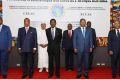 Les 5 chefs d'État présents au sommet extraordinaire, le 4 septembre 2023 à Djibloho, en Guinée équatoriale. © D.R.