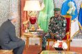 Le général Brice Clotaire Oligui Nguema et Alexis Lamek, le 1er septembre 2023 à Libreville. © Communication CTRI