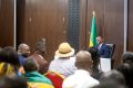 Le président de la transition, Brice Clotaire Oligui Nguema a devisé, le 27 octobre, avec les Gabonais vivant au Congo. © D.R