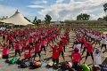 Les participants s’exerçant aux activités sportives lors de «Pog fitness rose» à Port-Gentil. © Gabonreview 