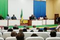 Le président du CESE, Séraphin Moudounga, s’exprimant face aux invités parmi lesquels les anciens barons du régime déchu. © Gabonreview