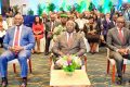 Le Premier ministre, Raymond Ndong Sima (Centre) présidant la cérémonie de la première expédition du fer de Belinga, le 4 décembre 2023. © Gabonreview