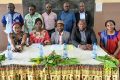 Les représentants du collectif des enseignants stagiaires de la promotion 2012 de l’ENS au cours de leur déclaration, le 10 janvier 2024 à Libreville. © Gabonreview
