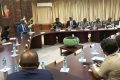 Le Premier ministre, Raymond Ndong Sima, ses collaborateurs et la délégation du PDG d’Eramet, le 19 janvier 2024 à Libreville. © Com. Primature