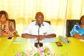 Les responsables du Cercle de réflexion des filles et fils d’Andjogo face aux populations du district de Lakabi, le 17 février 2024. © GabonReview