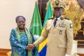 Le président de la Transition du Gabon et la secrétaire exécutive du CISSA, le 12 février 2024 à Libreville. © Com. présidentielle