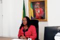 Nadine Nathalie Awanang épse Anato prononçant son discours le mercredi 20 mars 2024. © GabonReview