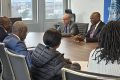 Un moment de l’audience entre le ministre gabonais du Travail, Adrien Nguema Mba et le directeur général du Bureau international du travail, Gilbert F. Houngbo. © D.R.