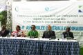 Les officiels, dont le Nadine Nathalie Awanang Anato (centre) et Olivier Pellegrin Rebienot (deuxième à droite), le 28 mars 2024 à Libreville. © D.R.